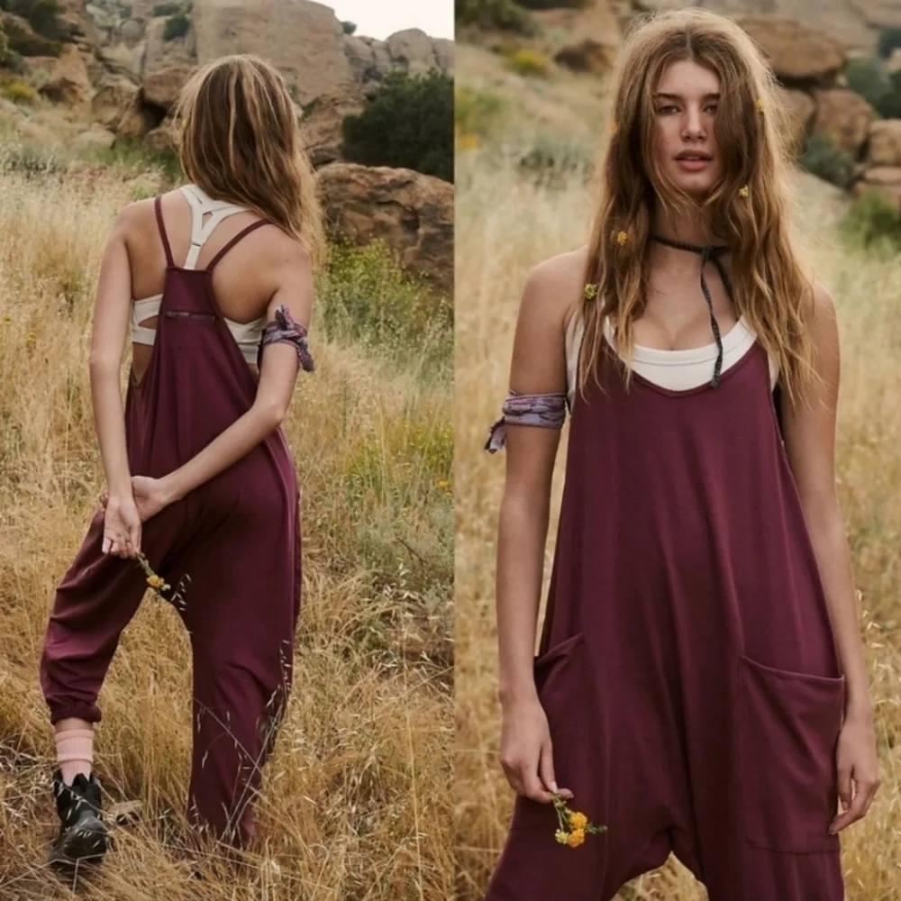 New Free People Movement Hot Shot Onesie in Pomegranate Red Berry XS